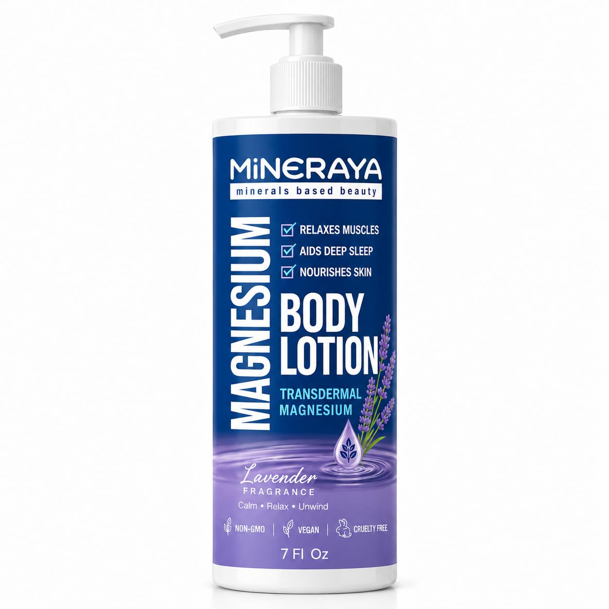 AROMATICO Magnesium Body Lotion with Lavender, Sleep & Recovery, 7 Fl Oz 7 Fl Oz (Pack of 1) Magnesium Lotion