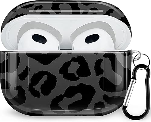 KORALO Funda protectora completa para Airpods 3 (no compatible con Pro), funda protectora completa de piel de guepardo de leopardo negro para