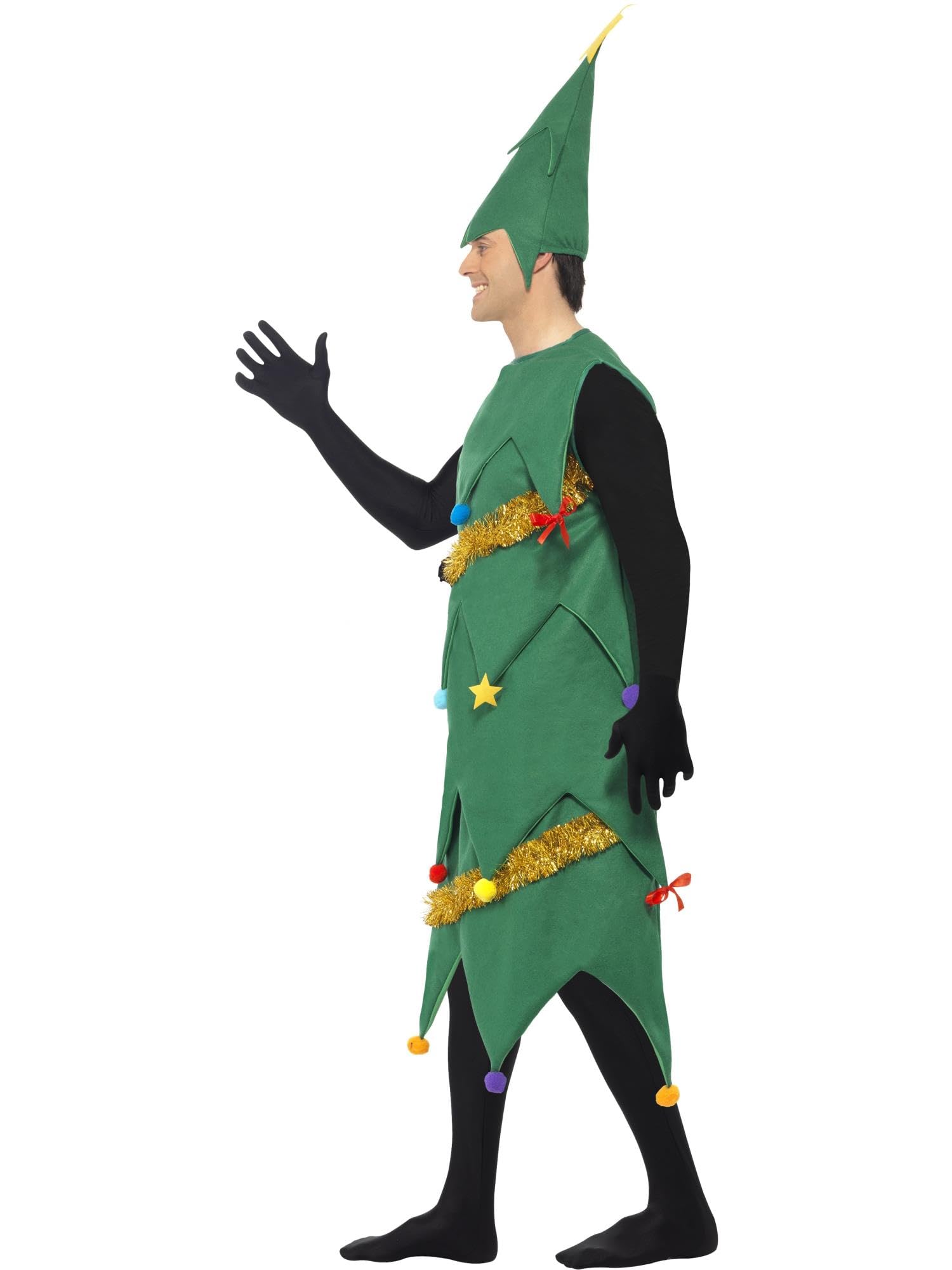 Smiffys Costume sapin de Noël, Vert, avec tunique et chapeau, Deluxe Halloween