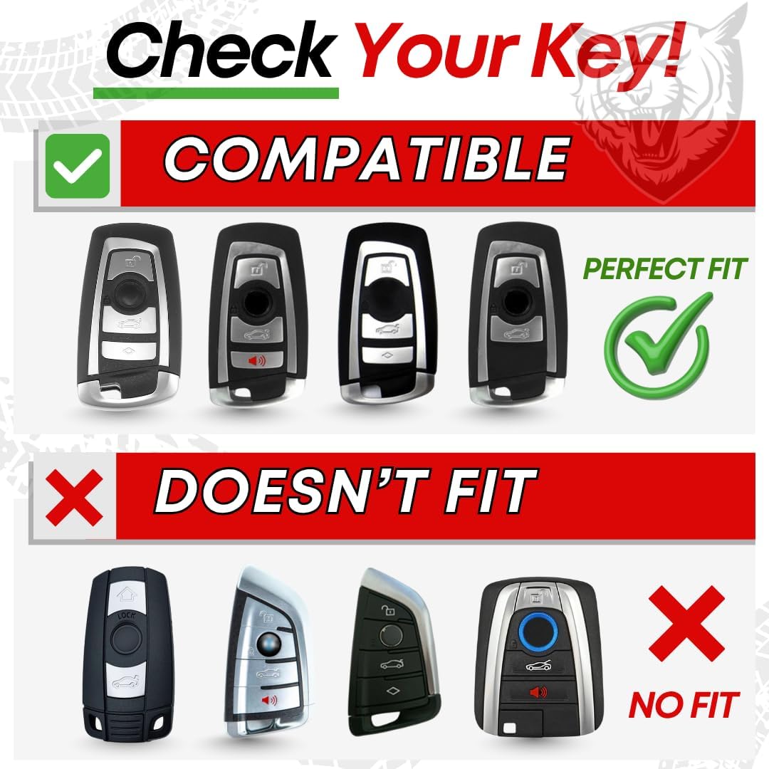 Key Fob Case Premium Metal Car Key Case Cover Compatible with BMW 1 3 5 7 Series F10 F30 F18 118i 320i X3 F25 X4 M3 M5 – Shockproof, Scratch-Resistant Smart Key Shell with Keychain Holder (Black)