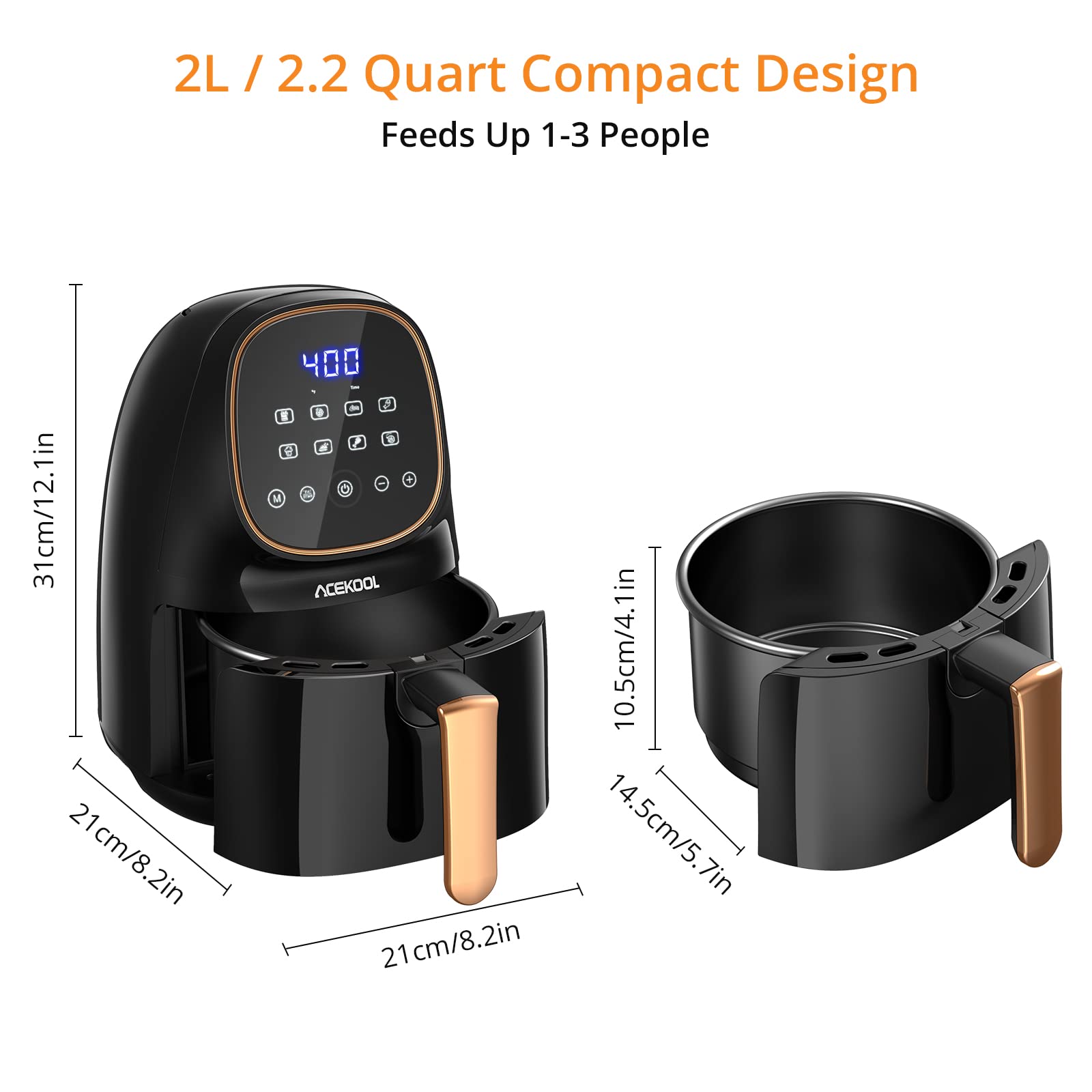 Buy Air Fryer 2.2 QT Digital Airfryer 8in1 Small Air Fryers Cooker