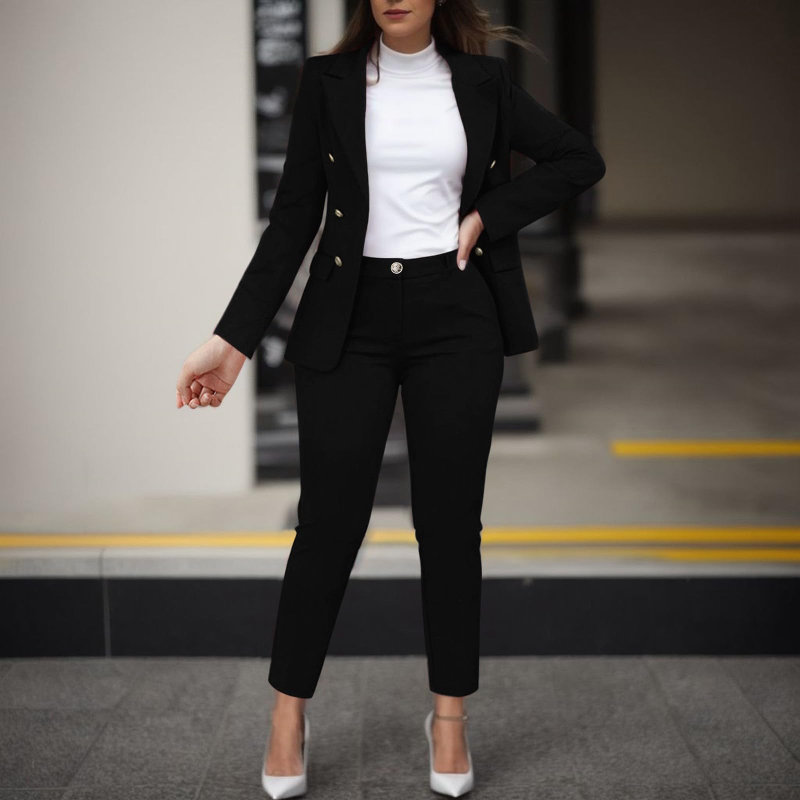 Tuta da Donna a Maniche Lunghe con Tasche, Pantaloni, Pantaloni, Tuta Elegante