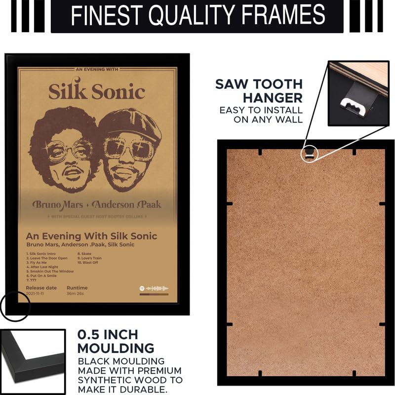 Image of BLINKART Bruno mars- An Evening With Silk Sonic Wall Photo Frames | Wall Art for Bedroom, Living Room, Studio or Office | Album Cover Print with Spotify Song Link QR Code | Gift for Fans - 8x12 In