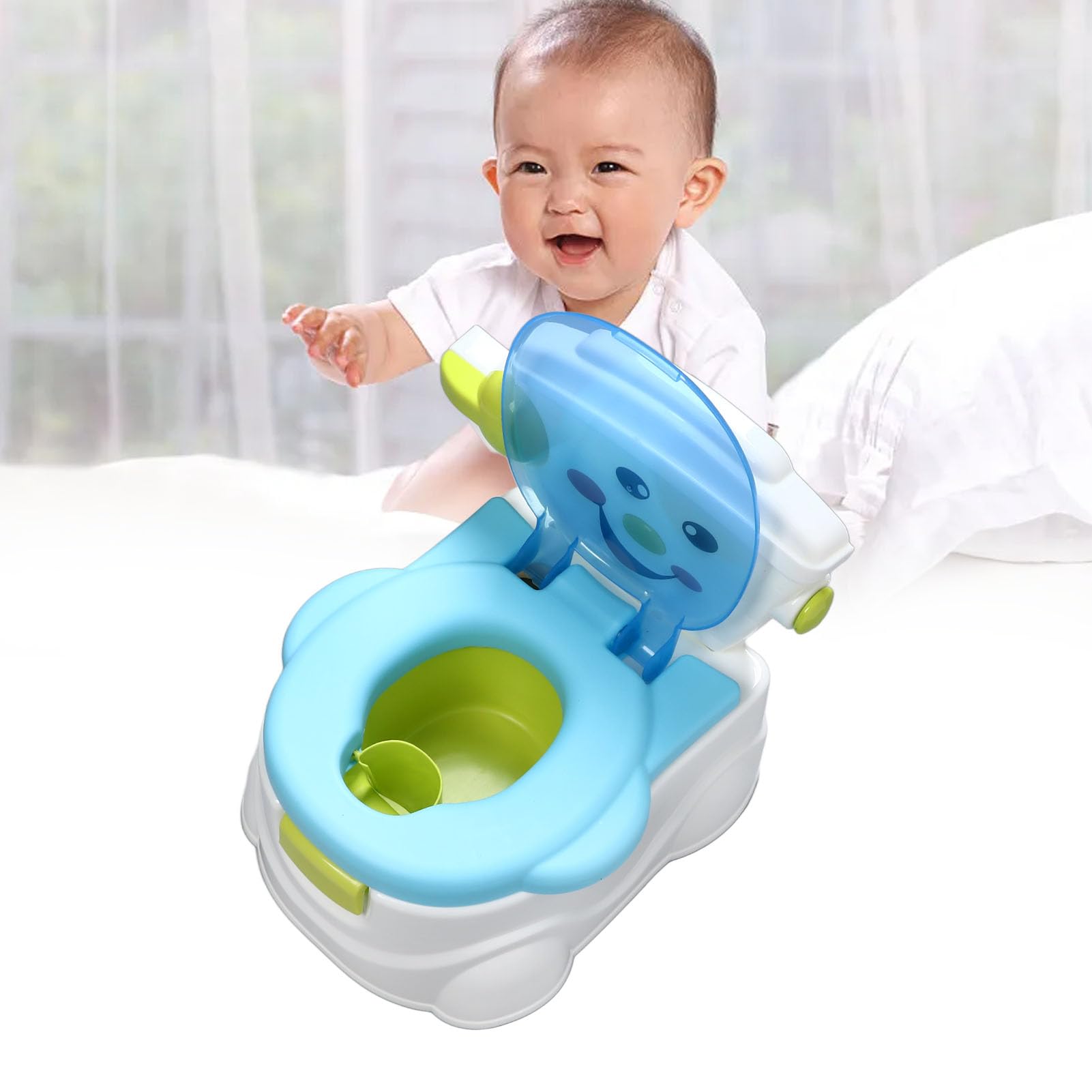 EMUKOEP Toilette Ergonomica per Vasino per Bambini con Schienale per il Design della Presa Domestica Dimensioni del Materiale della Sedia per Vasino per Bambini (PP)