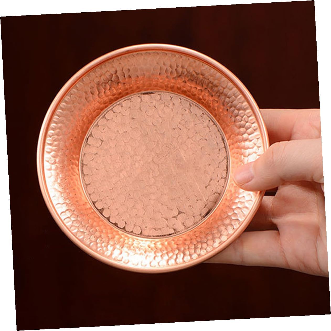Hemoton Copper Tibetan Offering Bowls Set of 2 Small Pure Copper Buddhist Water Bowls for Ritual Worship Home Meditation Decorative Sacred Water Plate