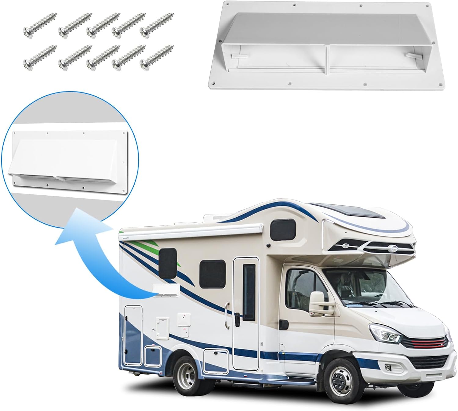 Jack Boss RV Vent Cover - Camper Exhaust Vent with Locking Damper White