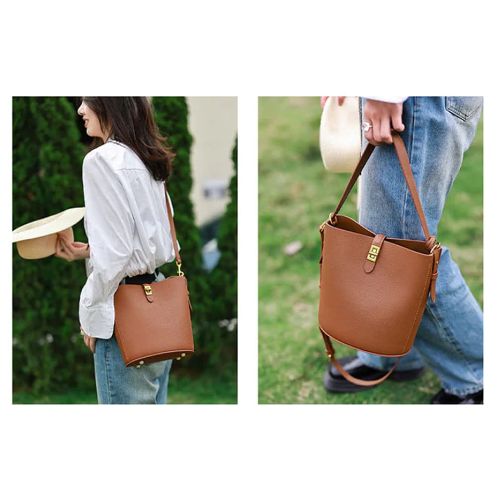 POPSEWING Kit de Bricolage de Sac à Bandoulière Seau en Cuir, avec Kit de Couture, Fait Main pour Maman Petite Amie, Cadeau d'Anniversaire de Noël (Marron)