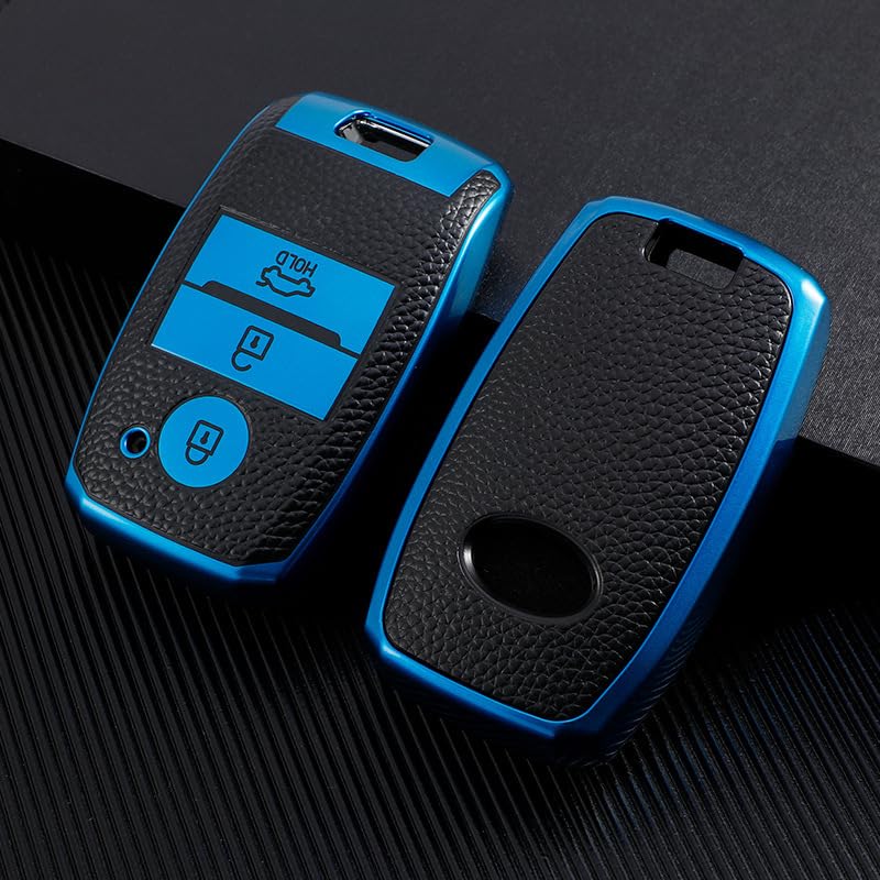 KUNIO Key Fob Cover fit for Kia Sportage Rio NIRO Sorento Stonic Ceed 2 Picanto GT Line Picanto X-line Soul K3 KX3 Keyless Key Protection Key Cover TPU Key Cover Case 3 Buttons D Blue - Image 3