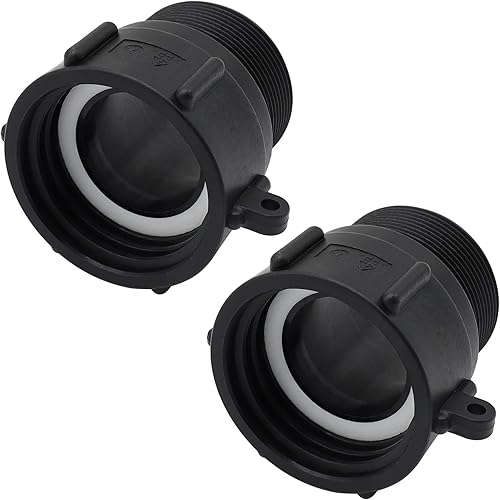 IBC - Adaptador de accesorios de asas de 2 pulgadas, rosca gruesa de contrafuerte hembra x 2 pulgadas, rosca de tubo macho NPT 275 330 galones IBC