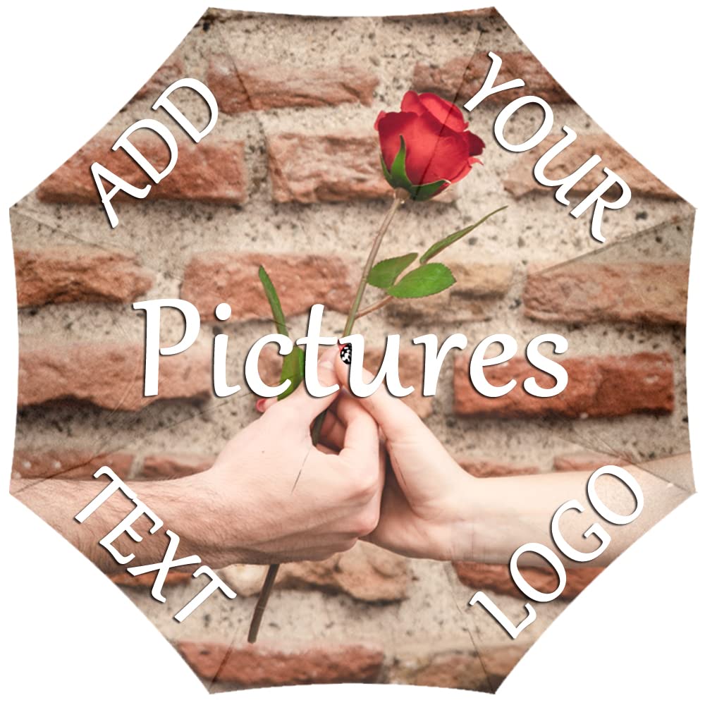 SantouisCustom Text Logo Image Picture Compact Travel 31 Colors Umbrella Personalized Folding Portable Windproof Umbrellas for Rain Sun Wedding Funny Gifts Idea for Men Women Friend Family Couple Sister