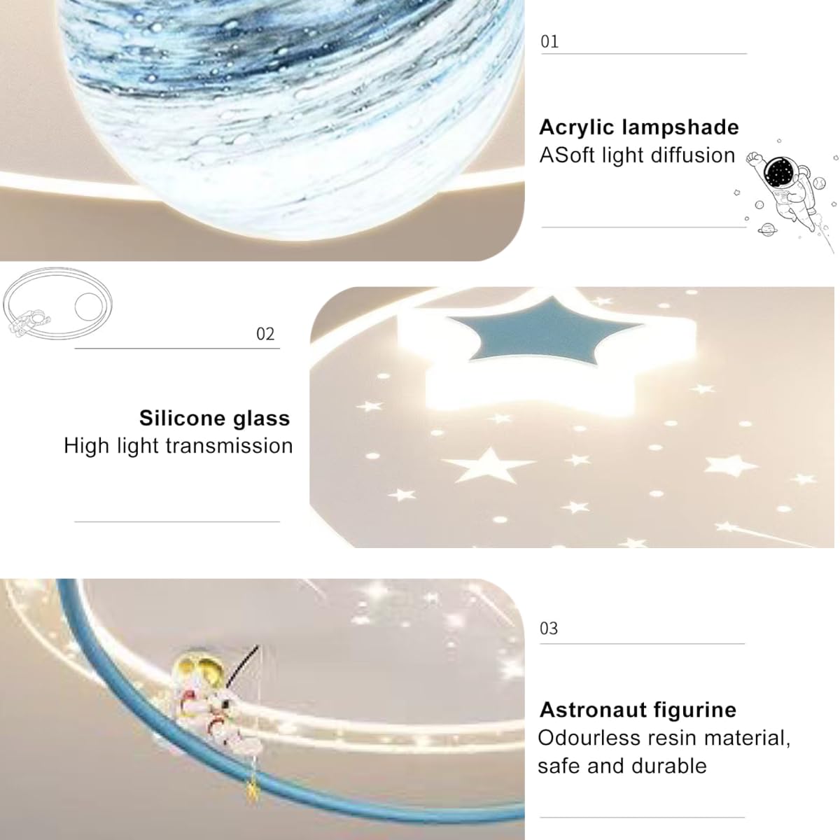 LED Kinder Deckenlampe, Mond Astronaut Deckenleuchten für Kinderzimmer Dimmbar Deckenleuchte mit Fernbedienung & APP Kreative Kinderzimmerlampe Schlafzimmer Decke Lampe Für Jungen und Mädchen Zimmer