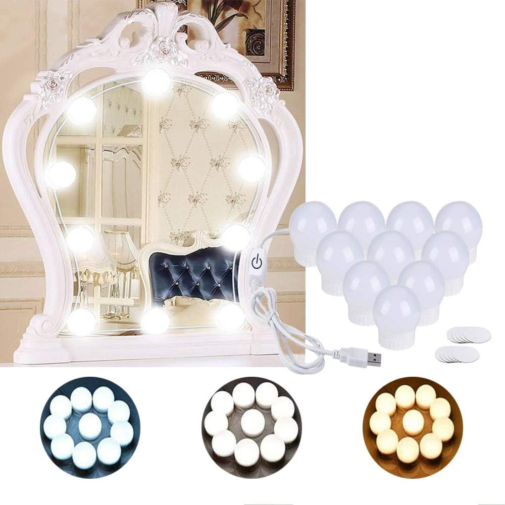 Vanity Lights for Mirror,FuLin Hollywood Style LED Mirror Lights Kit with Dimmable Light 10 Bulbs,Vanisty Lights for Makeup Vanity Table & Bathroom Mirror(Mirror Not Included)