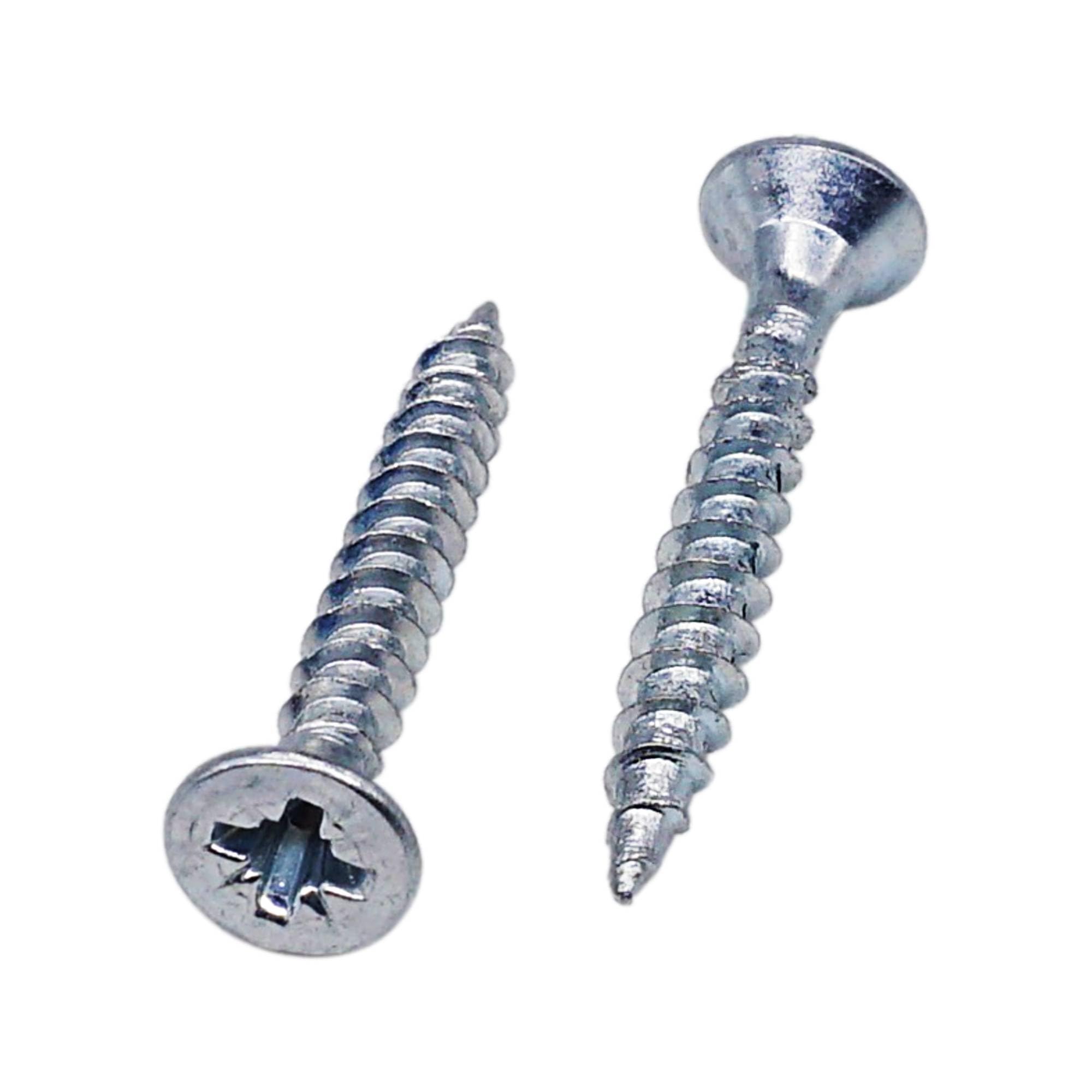 Skir'co (32 Pcs) Zinc Plated Steel 4.0 X 30 Mm Wood Screws, Pozidriv Countersunk Head, Chipboard Screws, Pz Fully Threaded