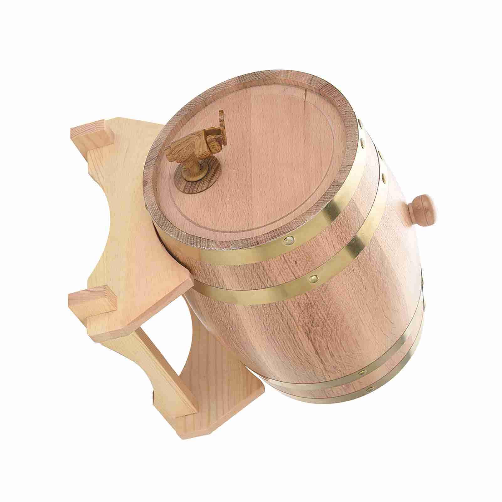Vino in legno di quercia vintage, rovere artigianale per birra, whisky, rum, porto, capacità 1,5 l 3 l 5 l 10 l con rubinetto e supporto in plastica, testato a pressione per (aceto)