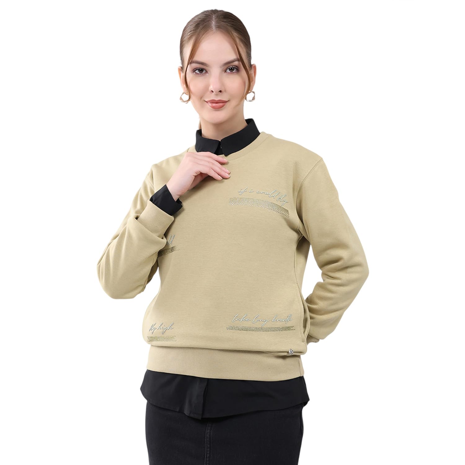 monte carlo Women Regular Fit Printed Round Neck Side Pocket Pull On Full Sleeve Winter Sweatshirt|Warm and Comfortable Sweatshirt | Winter wear Sweatshirt for Women's (Pack of 1)-picture-39