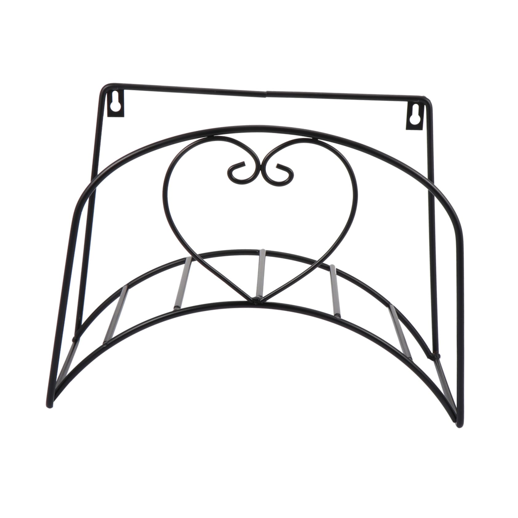 Support mural tuyau d'arrosage en fer noir 33x24 cm pour rangement de jardin