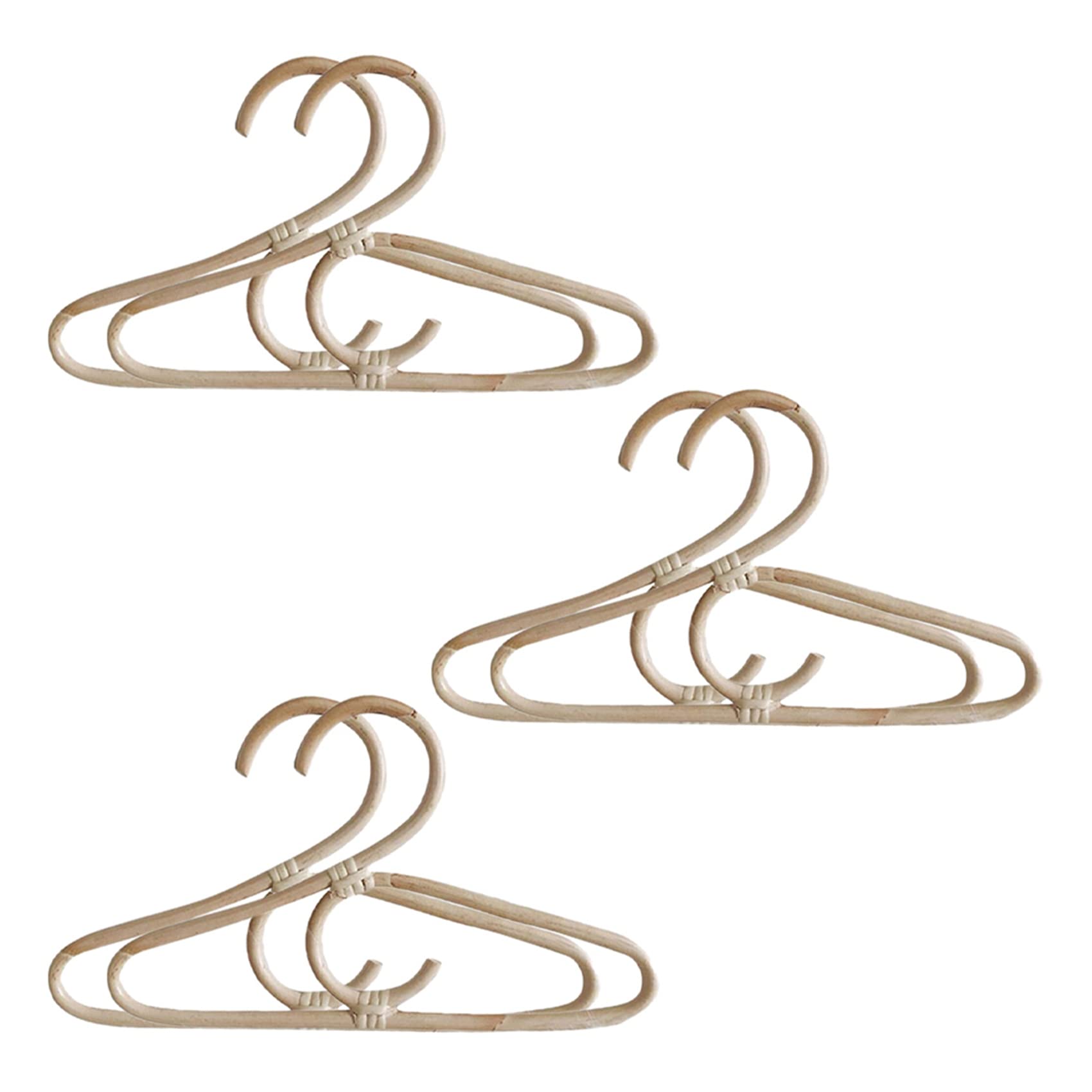 Hndhbfgrt 6Pcs Rattan Clothes Hanger Nordic Style Kids Garments Organizer Rack Children Hanger Kids Room Decor Hangers for Clothes
