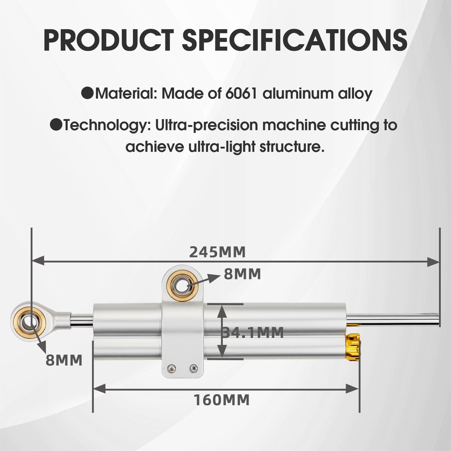 Amortiguador de Direccion Moto,CNC Amortiguadores de dirección de Moto de Aluminio Ajustable Universal per E Scooter Fahrrad MT07 GSXR750 K4 ZX6R TL1000R