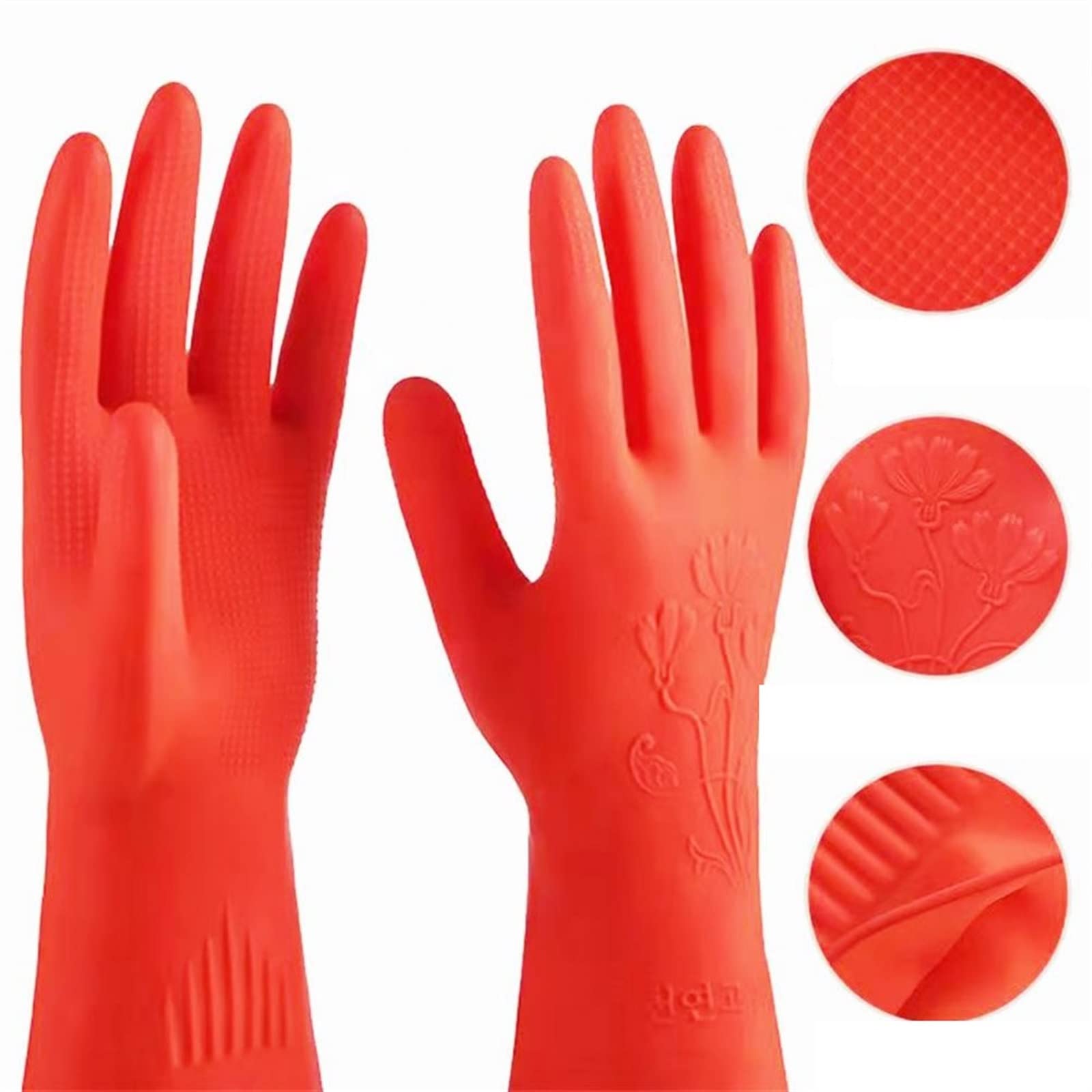 JINGYAN Rękawice czyszczące Soft Kitchen Gloves Solid Latex, Clean, Stain Resistant(Orange,M)
