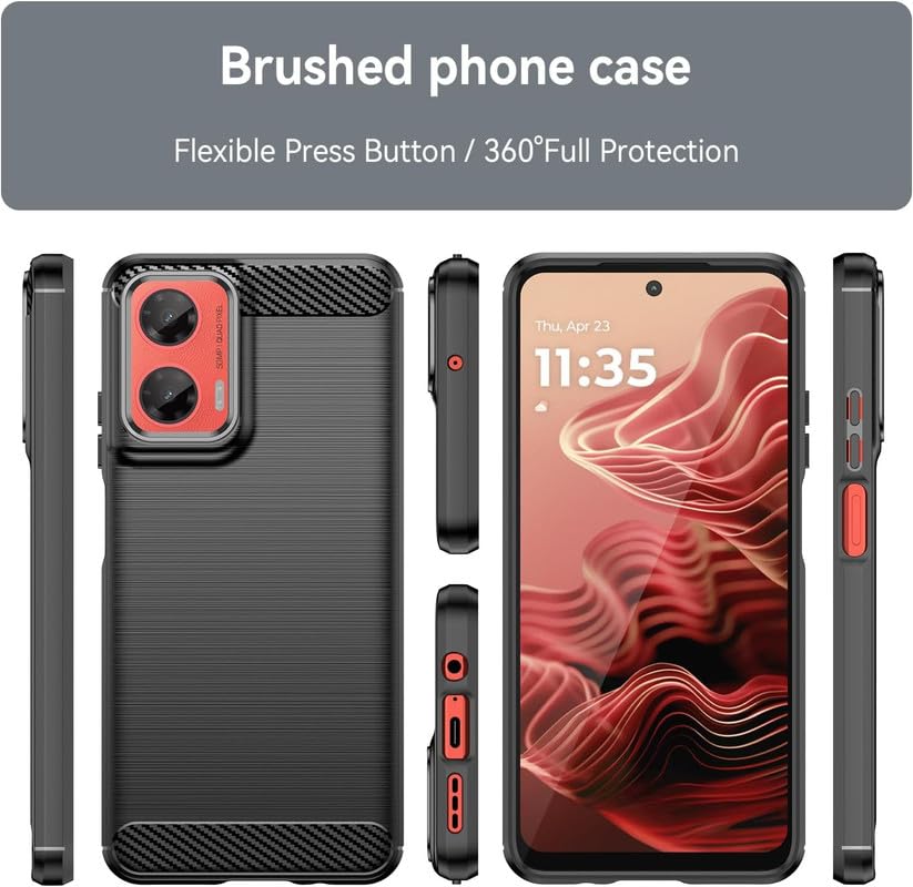 Image of NPRC Hybrid Ultra Slim Protective Case TPU Non-Slip Carbon Fiber Texture Shockproof Case Cover for Moto G35 - Black