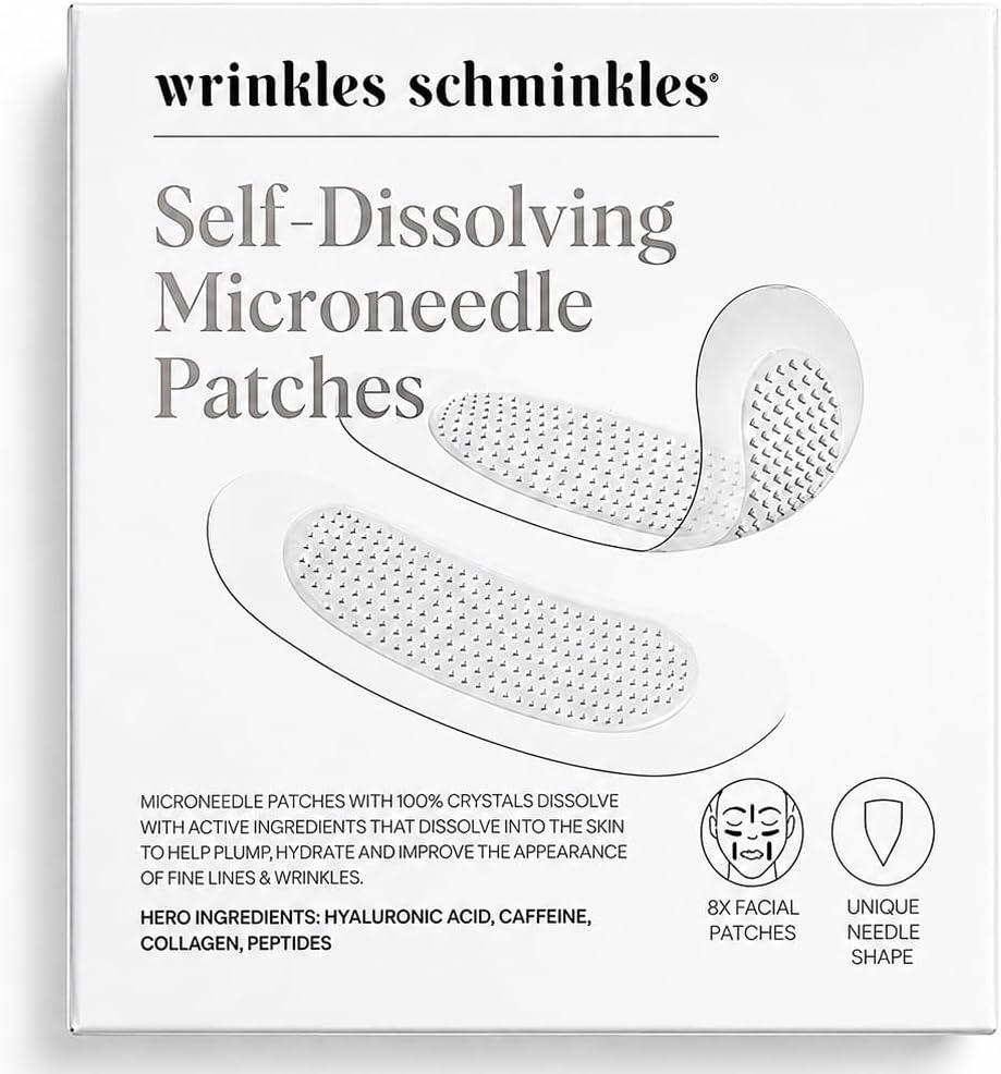 Wrinkles Schminkles Self-Dissolving Microdart Patch for Face - Target & Reduce Wrinkles, Ultimate Facial Hydration and Rejuvenation (4 pairs)
