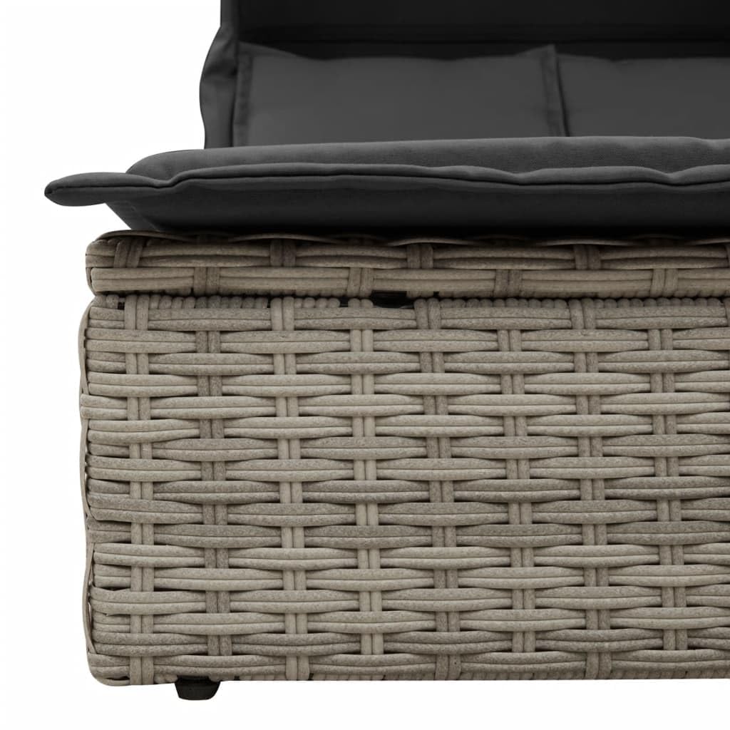 Homgoday Lit double auvent et coussins gris clair en polyrotin, décor de meubles, chaises longues, canapé-lit, lit de piscine, lit de jardin