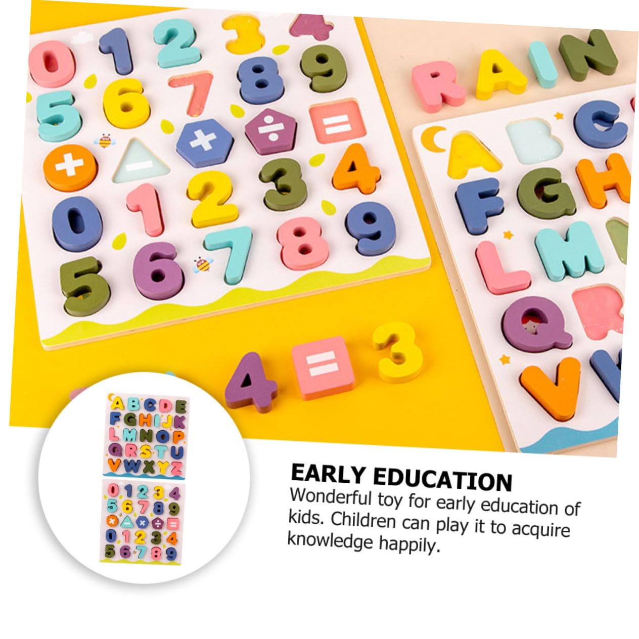 2 Juegos Puzzle Educativo de Madera para Letras y Números Desarrollo Habilidades Motoras y Reconocimiento Infantil para Aprendizaje Temprano