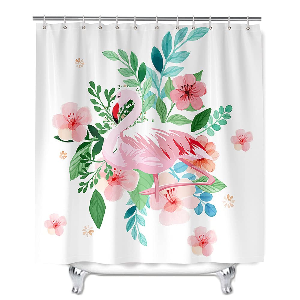 Tenda da doccia impermeabile,fenicotteri 3D stampa poliestere antimuffa resistente ad asciugatura rapida tenda da bagno con ganci per bagno box doccia decorazioni per la casa(fiori rosa,150x