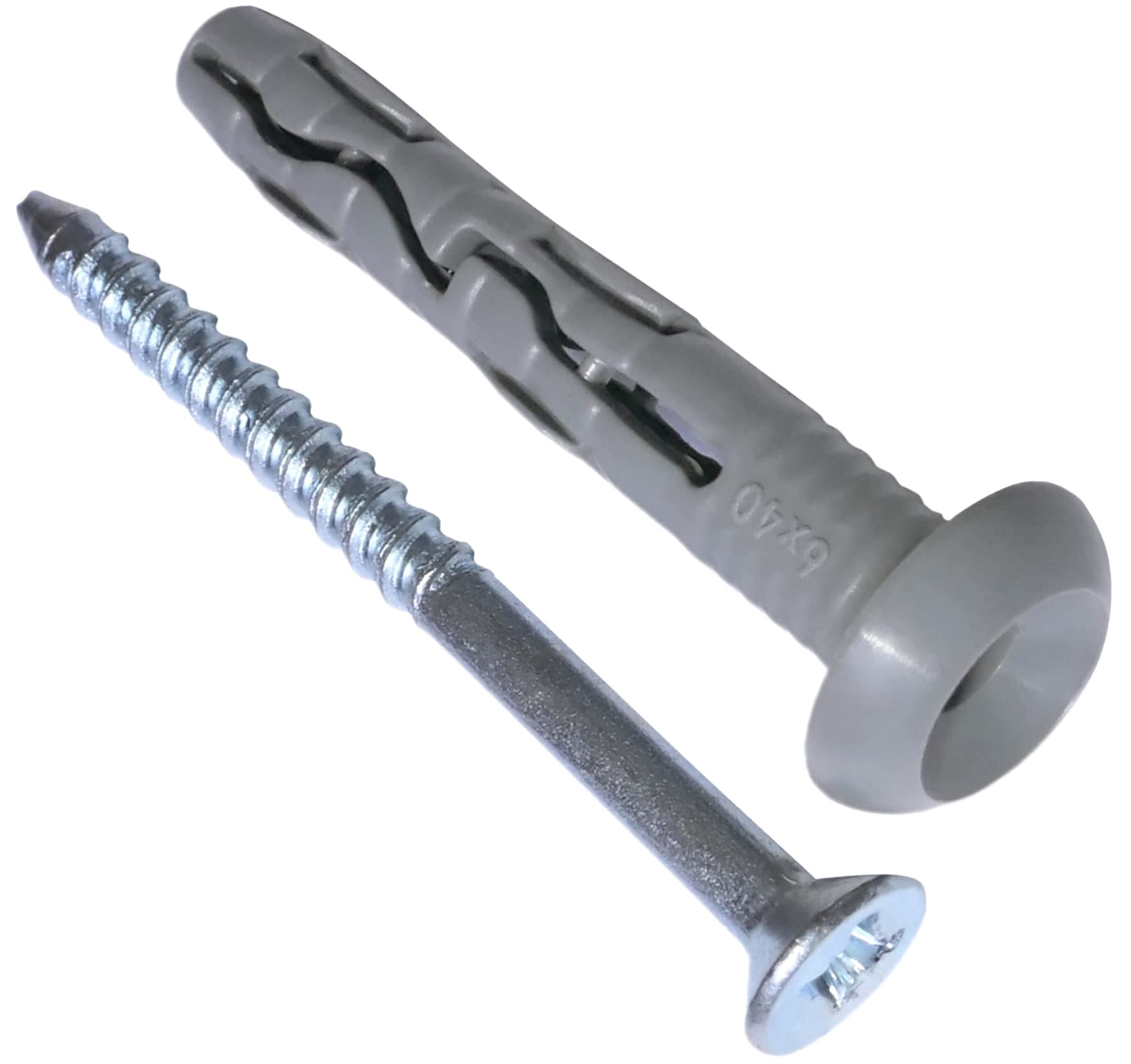 AERZETIX - C57467 – Set of 50 Nails Ø6 x 40 mm with Flange + 50 Screws Ø4 x 50 mm with Milled Head – for Fixing Concrete/Brick/Cement Block