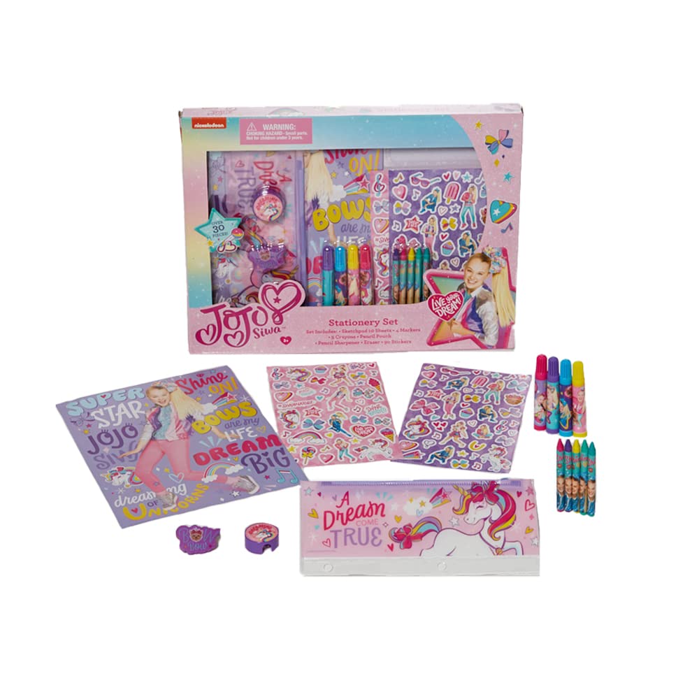 JoJo Siwa Kids Coloring and Sticker Set - 30 Pc. w/ Pencil Case + Art Supplies