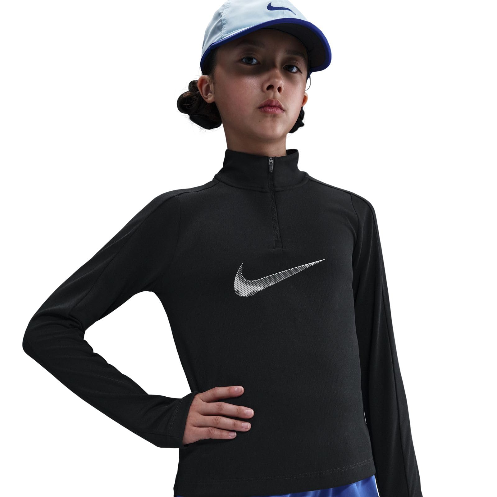 Nike PRO IH5077 - Maglia a Maniche Lunghe con Mezza Zip per Bambini più Grandi