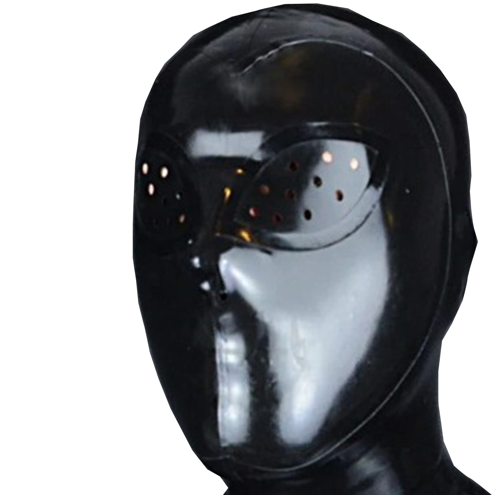 PRLBESL Black BDSM Latex Hood All Inclusive Rubber Head Mask for Unisex Natural latex Micropores Club Cosplay(Size:S-63CM)