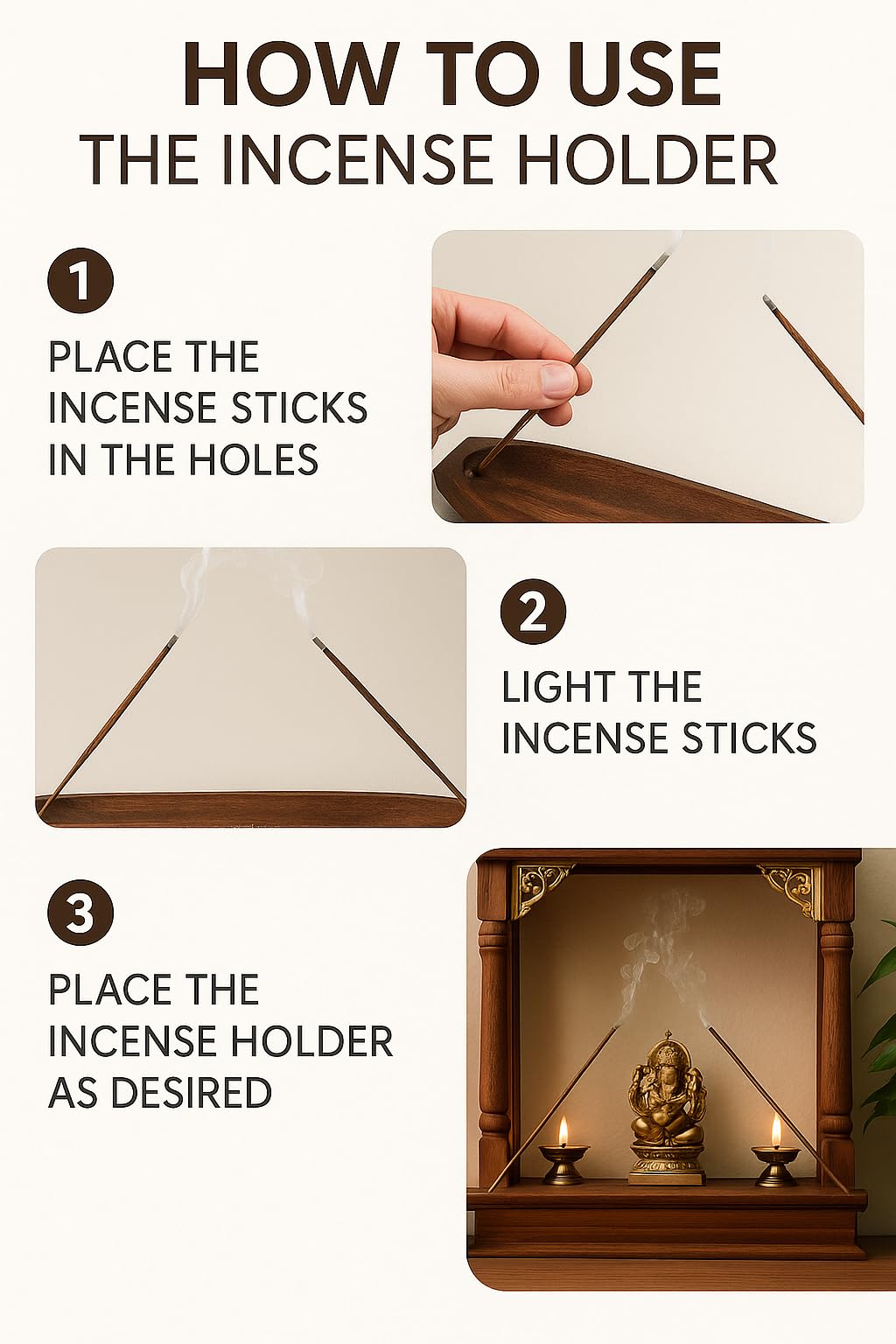 Pure Source India Wooden Incense Holder & Ash Catcher - Handmade Natural Wood Bote Shape Stick Burner with 2 Slots (11 x 3 Inch - 1 Piece) for Home Temple & Meditation 2