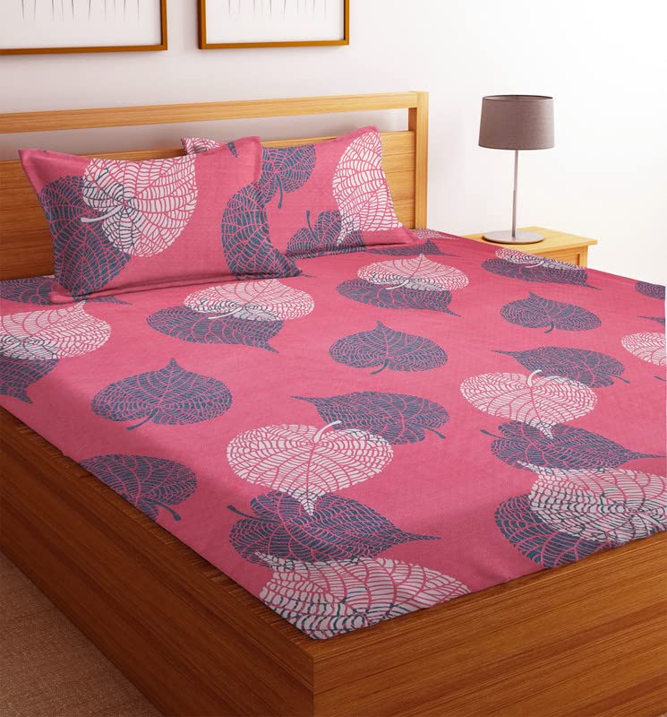 BSB HOME Prime Collections 160tc Pure Microfiber Glace Cotton Breathable Supersoft Wrinkelfree Double Bedsheet with 2 King Size Pillow Covers-Pink and Grey (B0B81TH9Q7) Amazon Price History, Amazon Price Tracker