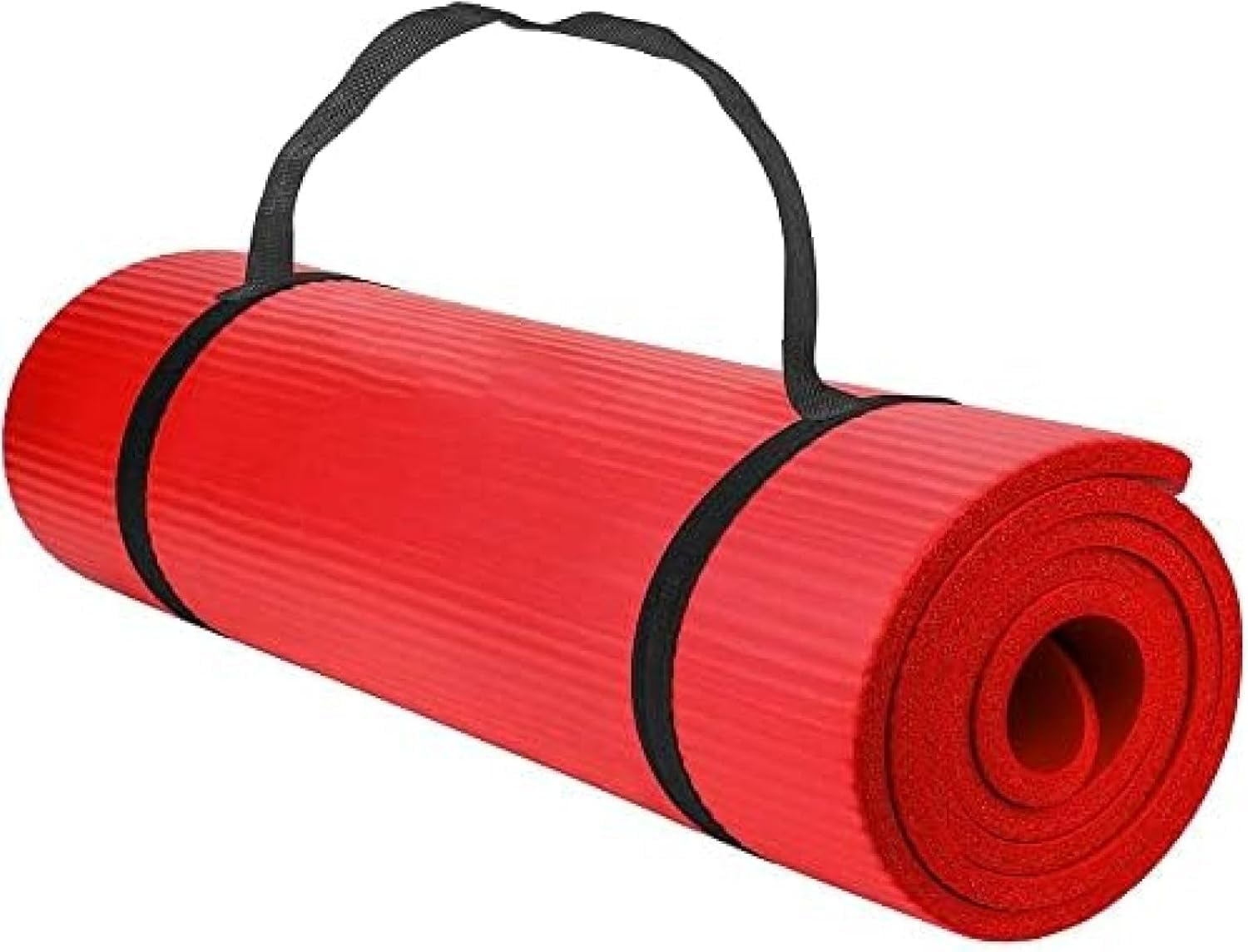 Yogamatte Übungsmatte TPE Fitness Yogamatte 15mm Extra Dicke Nbr-Matte Mit Hoher Dichte Für Pilates, Fitness & Workout Mit Tragegurt Für Home Gym, Training, Pilates, Liegestütze, Red