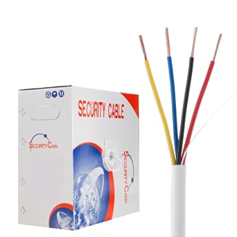 Alarm Security Cable 18/4 500FT Stranded Unshielded 18AWG Wire for Door Bell & Burglar System, Fire Detector, Security Station, Low Voltage White