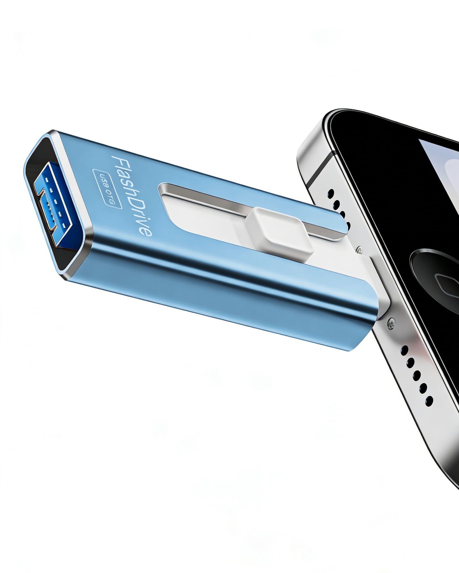SUDEHO MFi Certified 64GB Pendrive para Phone, 4 en 1 Memoria Externa Pen Drive,Cobalto