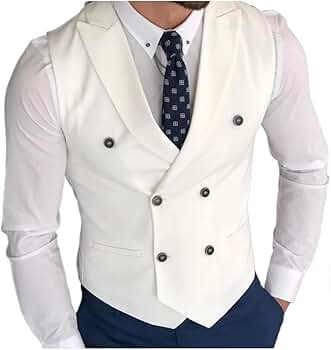 Men's Double Breasted Suit Vests,Notch Lapel,Slim Fit Gilet