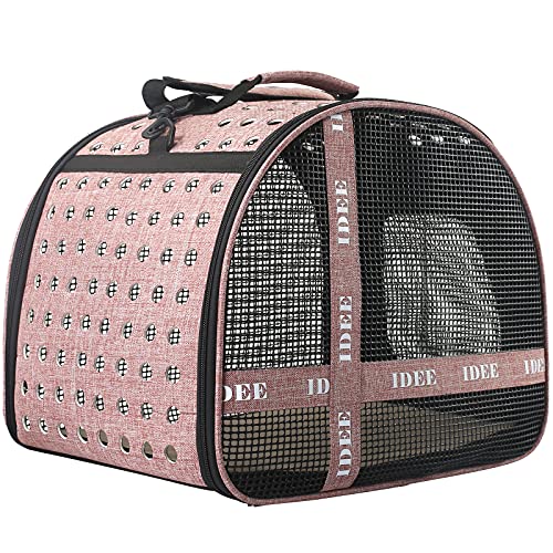 IDEE Cat Carrier, Dog Carrier, Pet Carrier Airline Approved, Dog Soft-sided Carriers with Ventilated Mesh Windows for Small Dogs, Cats, Rabbit Travelling, Camping, Walking,Outdoor Use,Up to 15lbs Pink