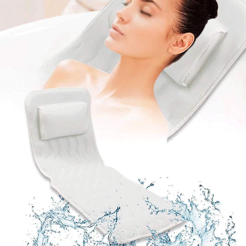 Badewannenkissen Ganzkörper Mit Kopfstütze & Saugnäpfen – 3D Air Mesh 125x40cm, Atmungsaktiv
