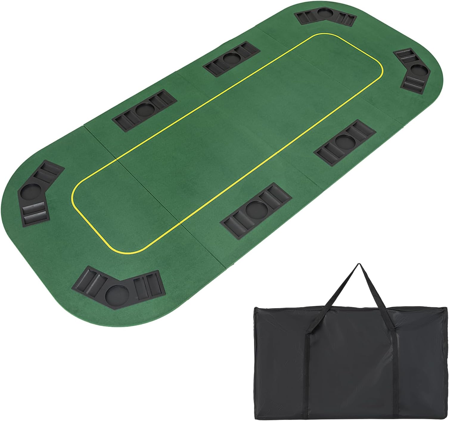 GLACER Foldable Poker Table Top 8 Player, 79"x 36"Large Professional Four Fold Poker Topper Rectangle Cover Mat w/Chips Tray Cup Holders Carry Bag for Texas Hold'em Casino Home Cards Game Nights