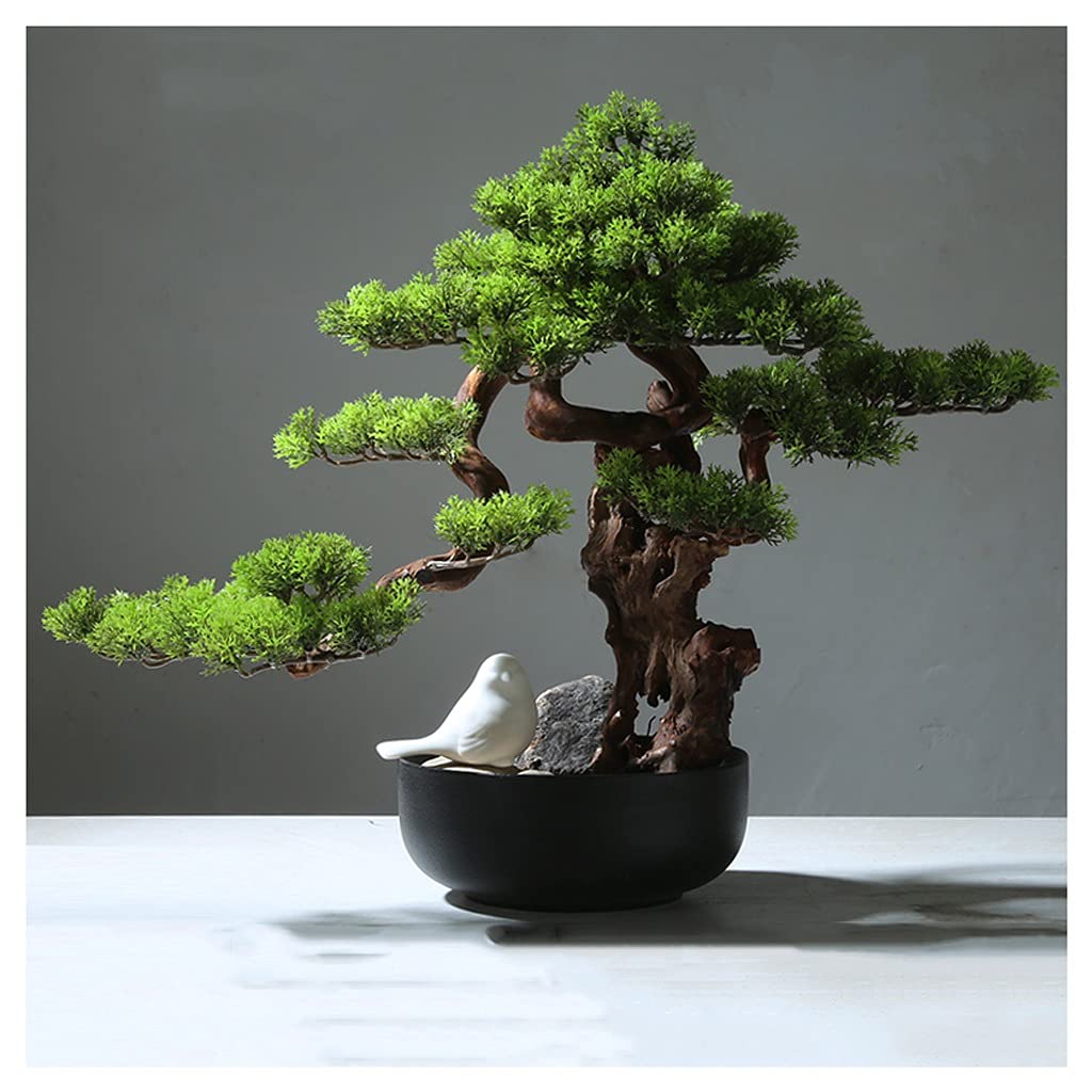 GTHTUHFD Artificial Bonsai Tree Simulation Welcome Pine Bonsai Ornaments Fake Tree Pine Tree Green Plants,Onecolor-B