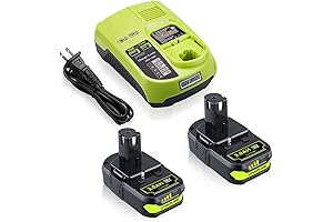 2-Pack 3.0Ah Li-Ion Replacement Battery for RYOBI 18V Power Tools & Charger with Dual USB