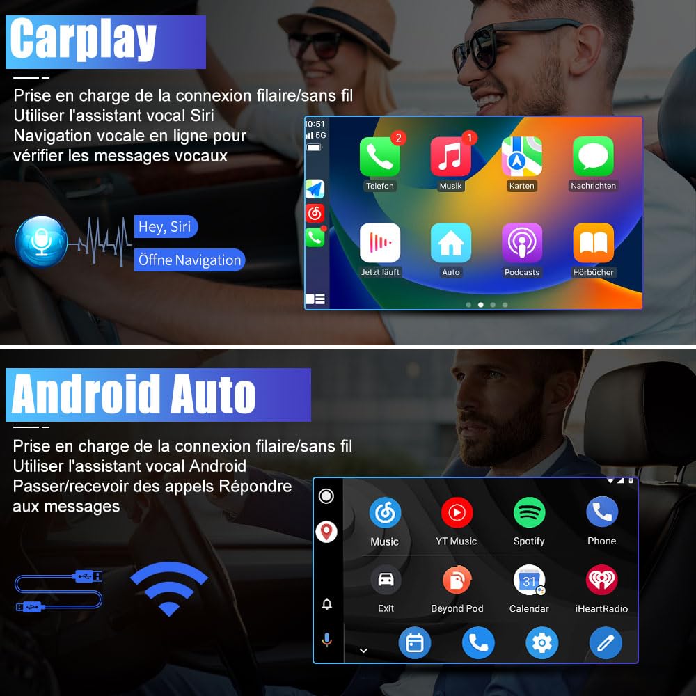AWESAFE Autoradio Android 13 pour Peugeot 206/206cc (2002-2010), Écran Tactile 7 Pouces 2Go+32Go, CarPlay & Android Auto, GPS WiFi Bluetooth FM, Commandes au Volant, MirrorLink, Aide au Stationnement