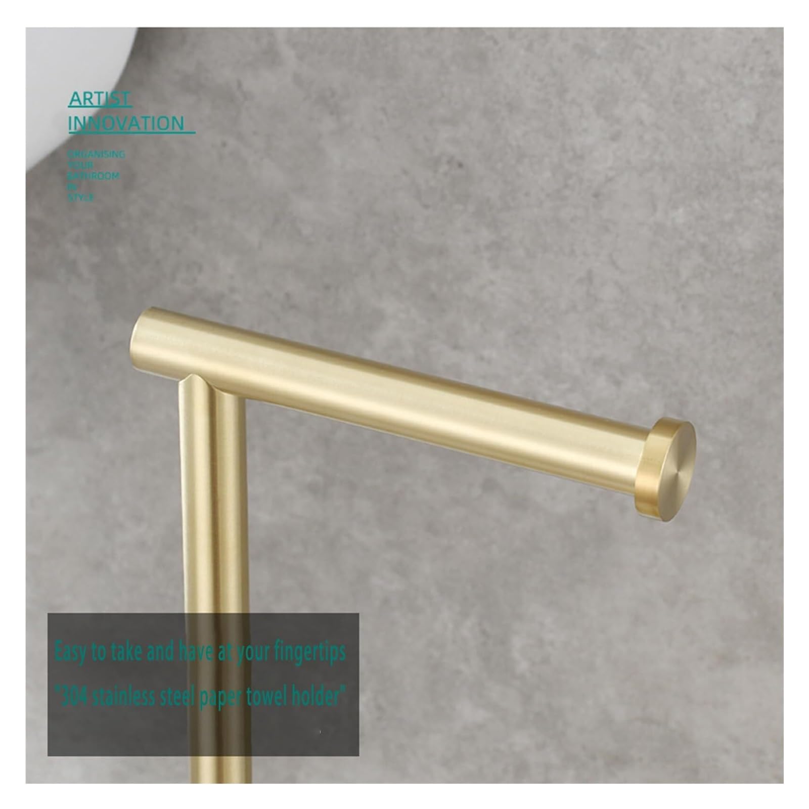Porta pañuelos Rollo Independiente del Cuarto de baño Acero Inoxidable Tenedor Papel higiénico con la Base Cemento Estante montado en la Pared(Brushed Gold)