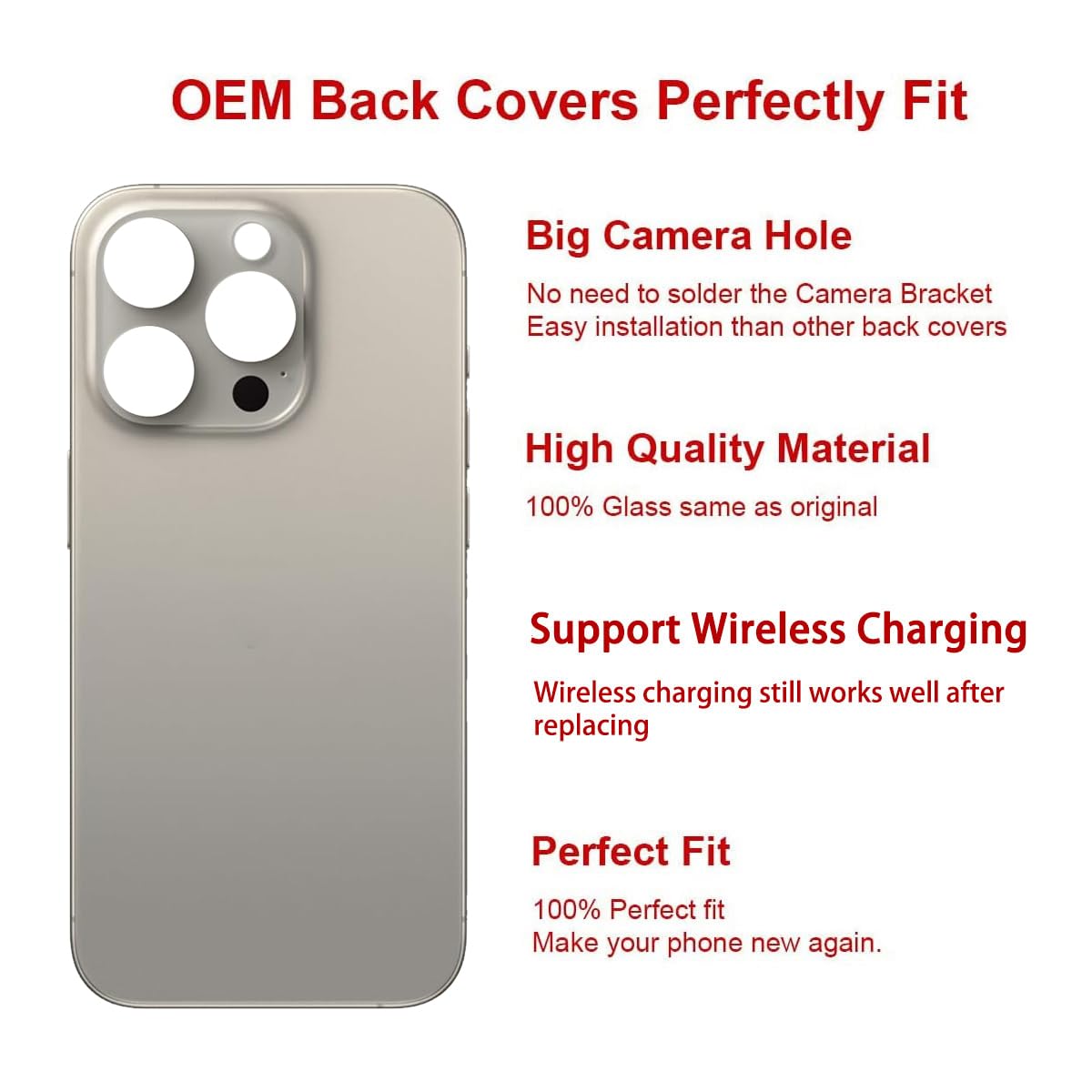 Perzework Reemplazo de cristal trasero OEM para iPhone 15 Pro de 6.1 pulgadas con kit de herramientas de reparación y adhesivo preinstalado (titanio azul Perzework Reemplazo de cristal trasero OEM para iPhone 15 Pro de 6.1 pulgadas con kit de herramientas de reparación y adhesivo preinstalado (titanio azul