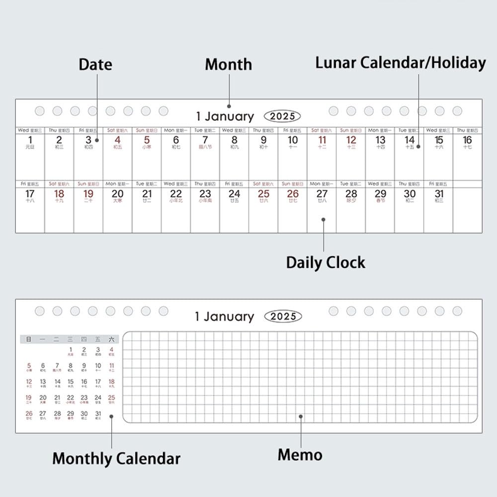 Calendario da scrivania 2024-2025, calendario da scrivania, semplice calendario da scrivania, pezzo da ufficio, calendario mensile, regalo con pittura cinese (rosso prugna)