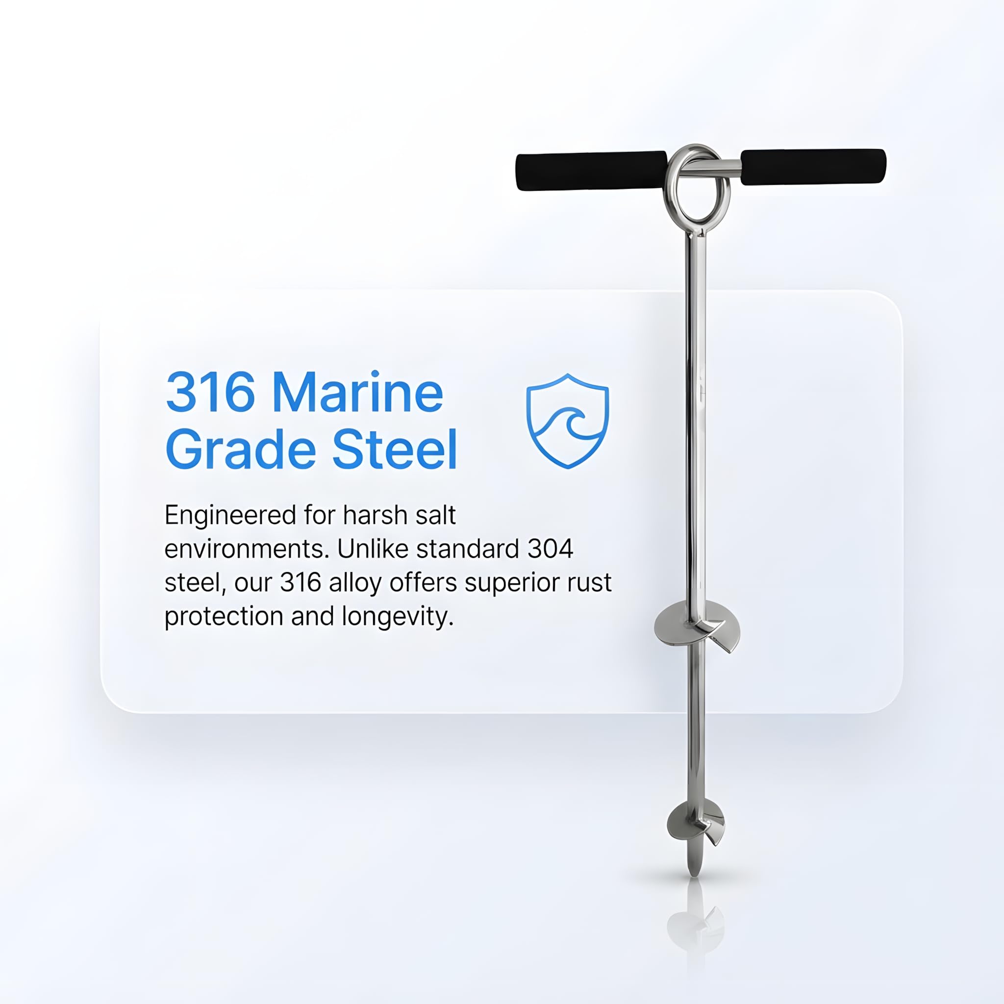 Ancla De Arena De Acero Inoxidable 316 para Embarcaciones, Ancla De Arena De Playa De Doble Placa con Mango Y Diseño De Tornillo, Ancla De Barra De Arena Resistente A La 18INCH Sand Anchor