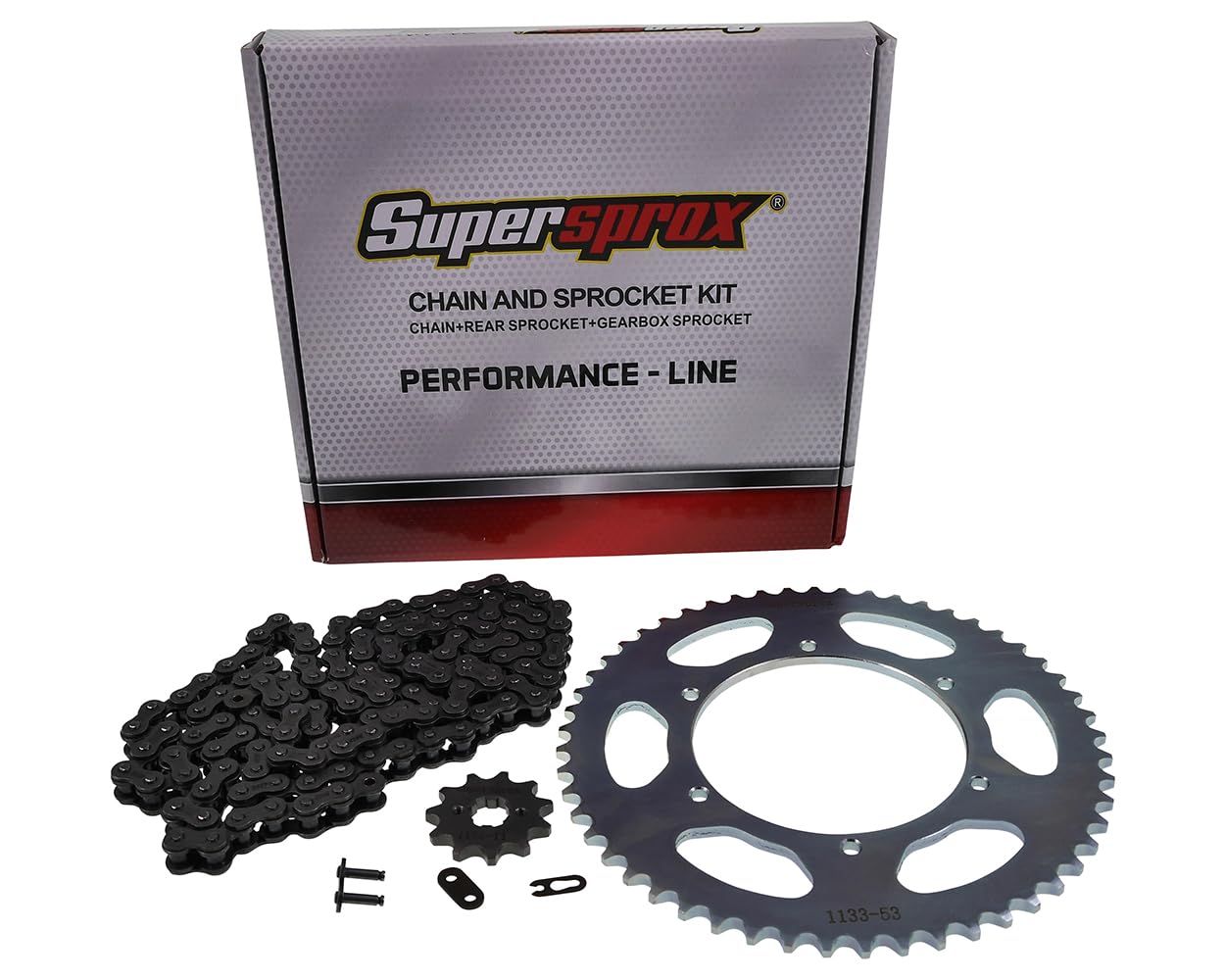 Supersprox Performance Kettensatz, 420er Kette 132 Glieder, 11/53 Zähne, kompatibel mit Aprilia SX 50, RX50, Derbi Senda