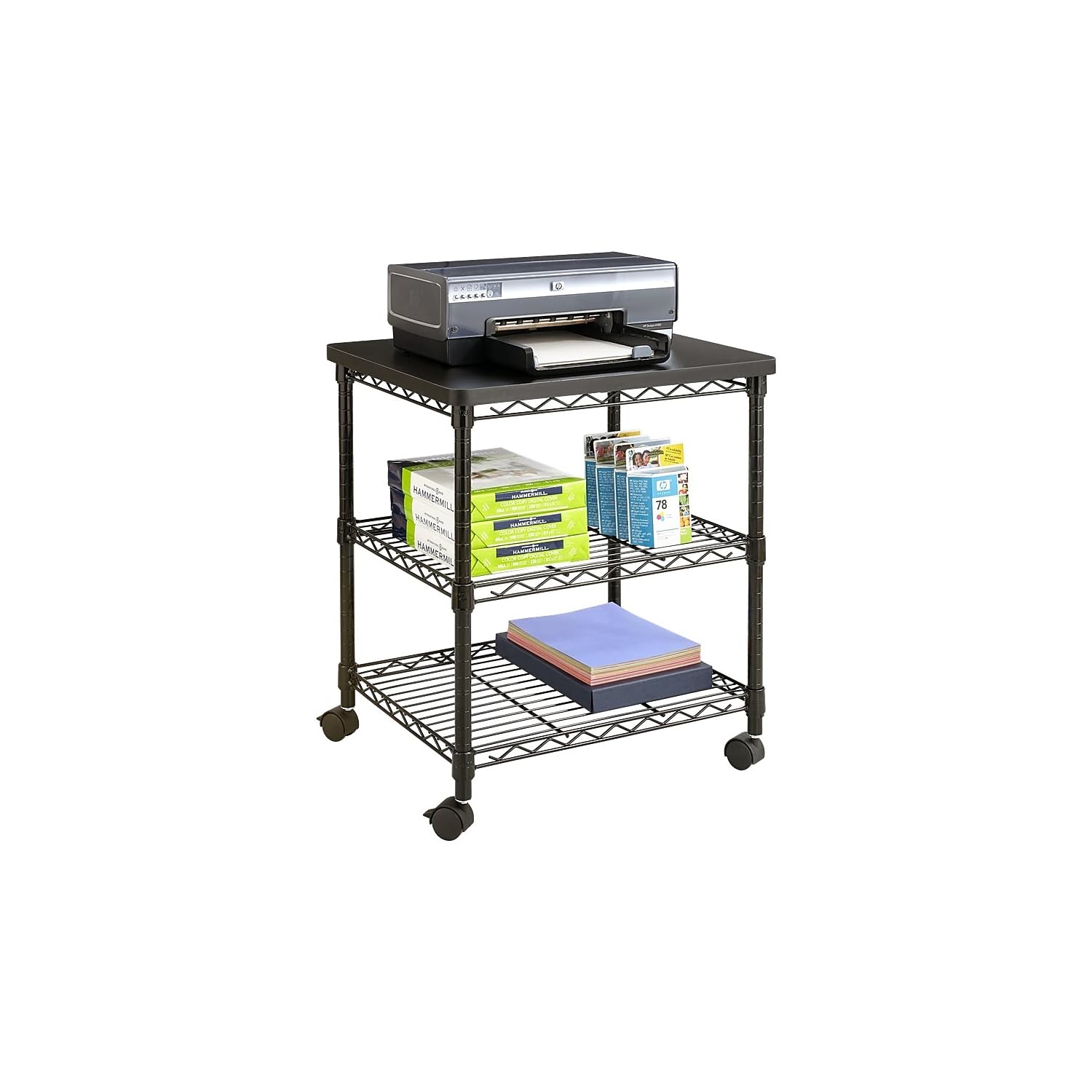 Snapklik.com : Safco Deskside 3 Tier Rolling Cart Printer Stand, Mobile ...
